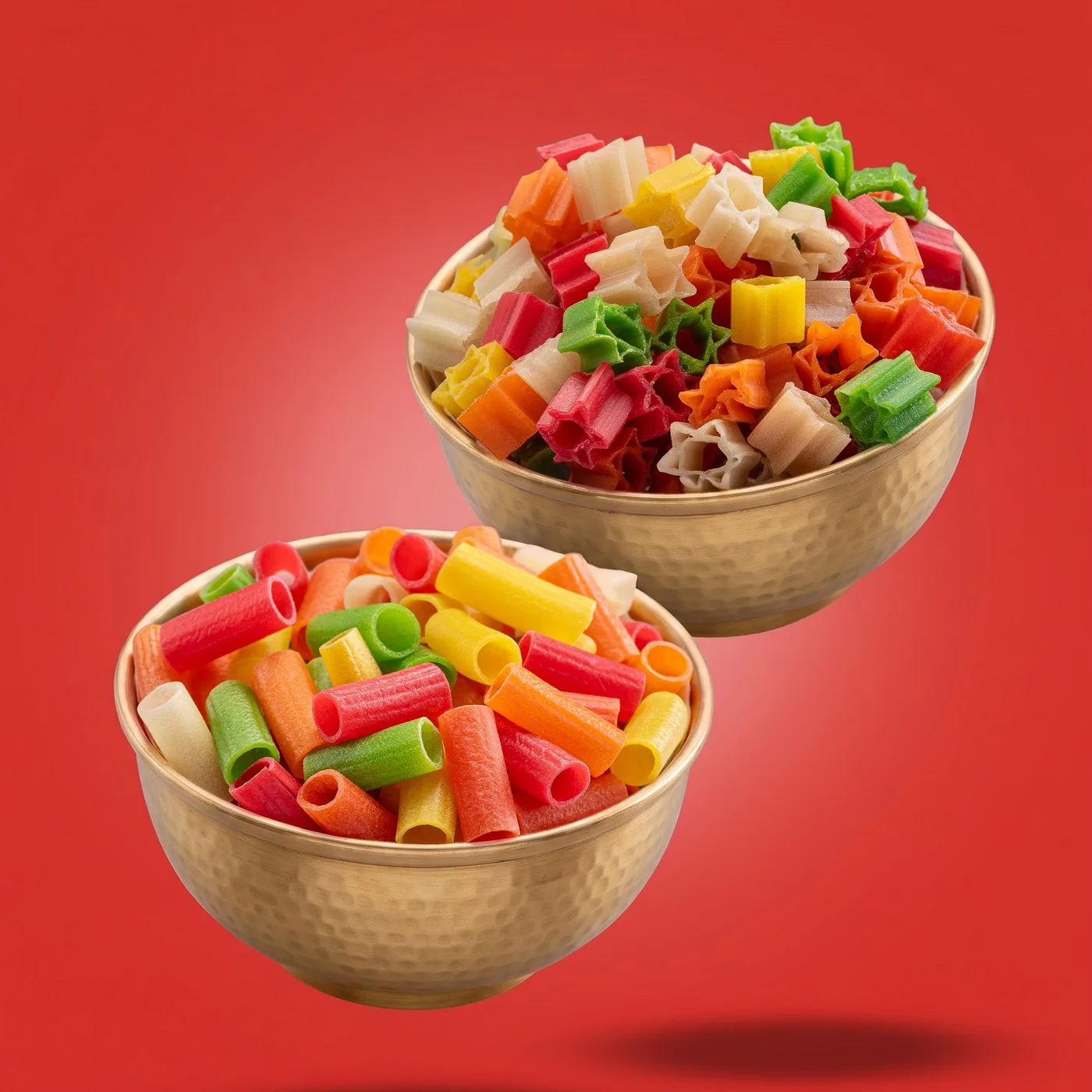 Brass bowls of Suvidha Papad Fingers