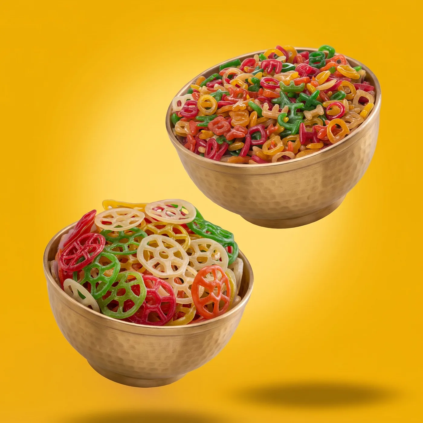 Brass bowls of Suvidha Papad Fryums